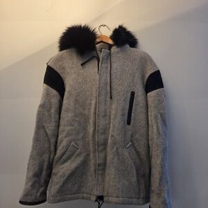 Vintage James Bay Grey Northern Parka with Deer canada womens medium jacket